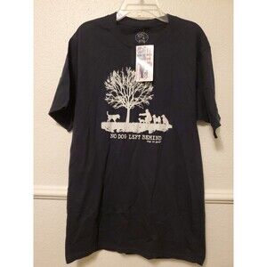 Dog is Good Men's T-Shirt "No Dog Left Behind" Short Sleeve Black Size S Small